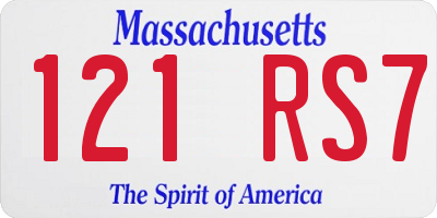 MA license plate 121RS7