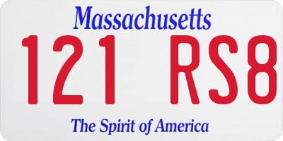 MA license plate 121RS8