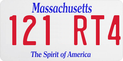 MA license plate 121RT4