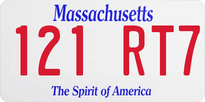 MA license plate 121RT7