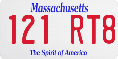 MA license plate 121RT8