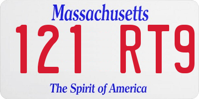 MA license plate 121RT9