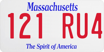 MA license plate 121RU4