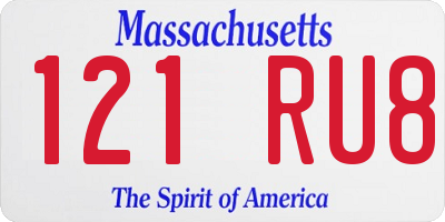 MA license plate 121RU8