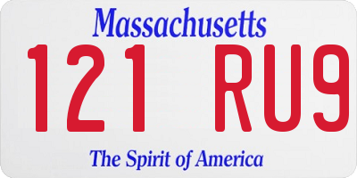 MA license plate 121RU9
