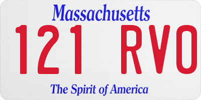 MA license plate 121RV0