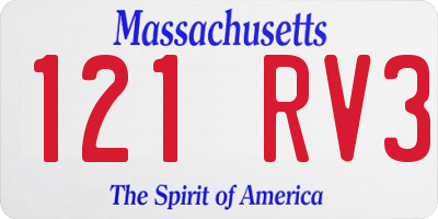 MA license plate 121RV3