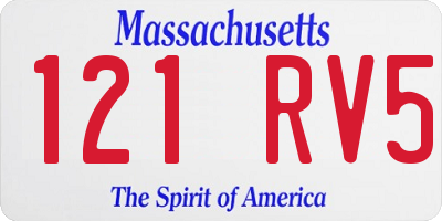 MA license plate 121RV5