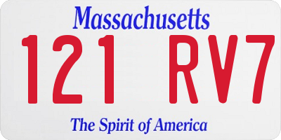 MA license plate 121RV7