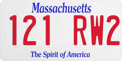 MA license plate 121RW2