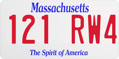 MA license plate 121RW4