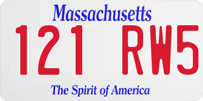 MA license plate 121RW5
