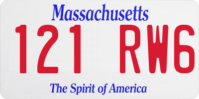 MA license plate 121RW6
