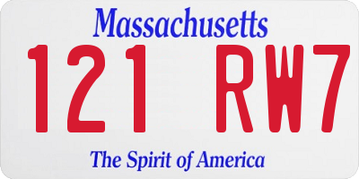 MA license plate 121RW7