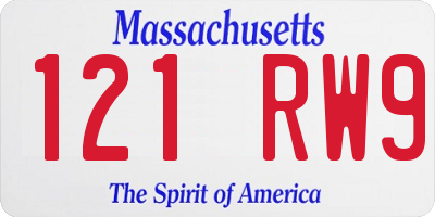 MA license plate 121RW9