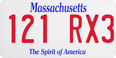MA license plate 121RX3