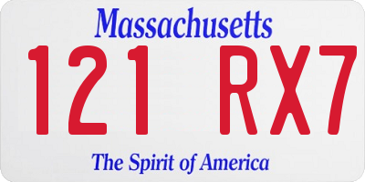MA license plate 121RX7