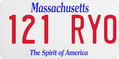 MA license plate 121RY0