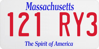 MA license plate 121RY3