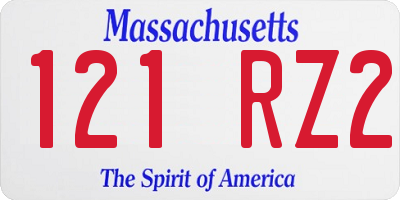 MA license plate 121RZ2