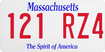 MA license plate 121RZ4