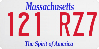 MA license plate 121RZ7