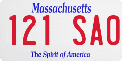 MA license plate 121SA0