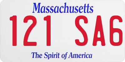 MA license plate 121SA6