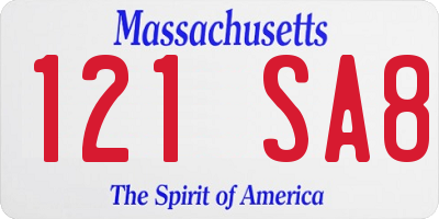 MA license plate 121SA8