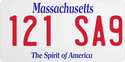 MA license plate 121SA9