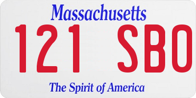 MA license plate 121SB0