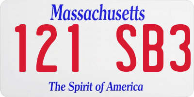 MA license plate 121SB3