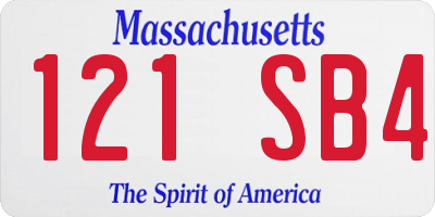 MA license plate 121SB4