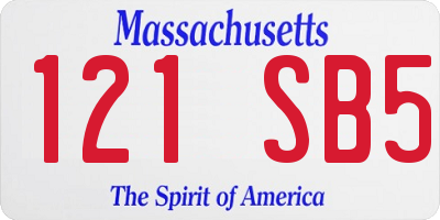 MA license plate 121SB5