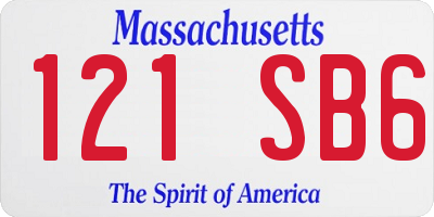 MA license plate 121SB6