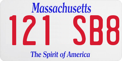 MA license plate 121SB8