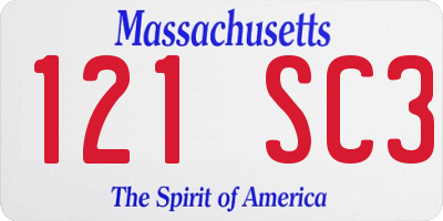 MA license plate 121SC3