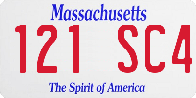 MA license plate 121SC4