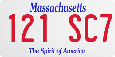 MA license plate 121SC7