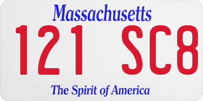 MA license plate 121SC8