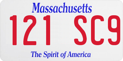 MA license plate 121SC9