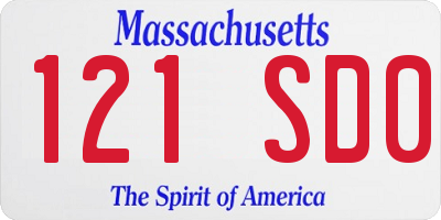 MA license plate 121SD0