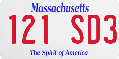 MA license plate 121SD3