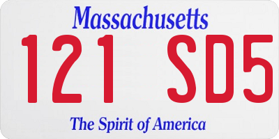 MA license plate 121SD5