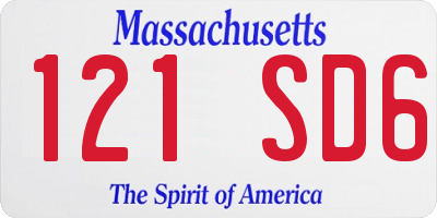 MA license plate 121SD6