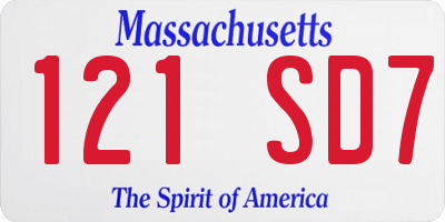 MA license plate 121SD7