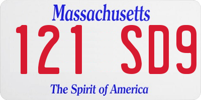 MA license plate 121SD9