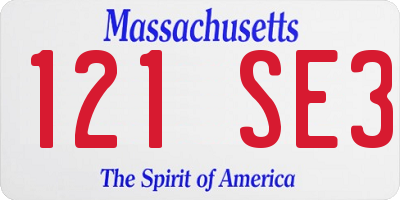 MA license plate 121SE3