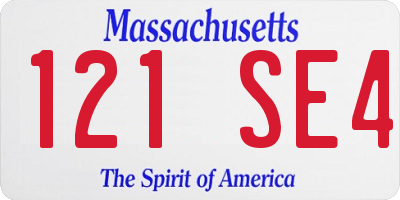 MA license plate 121SE4