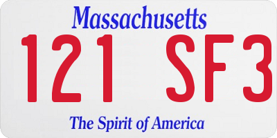 MA license plate 121SF3